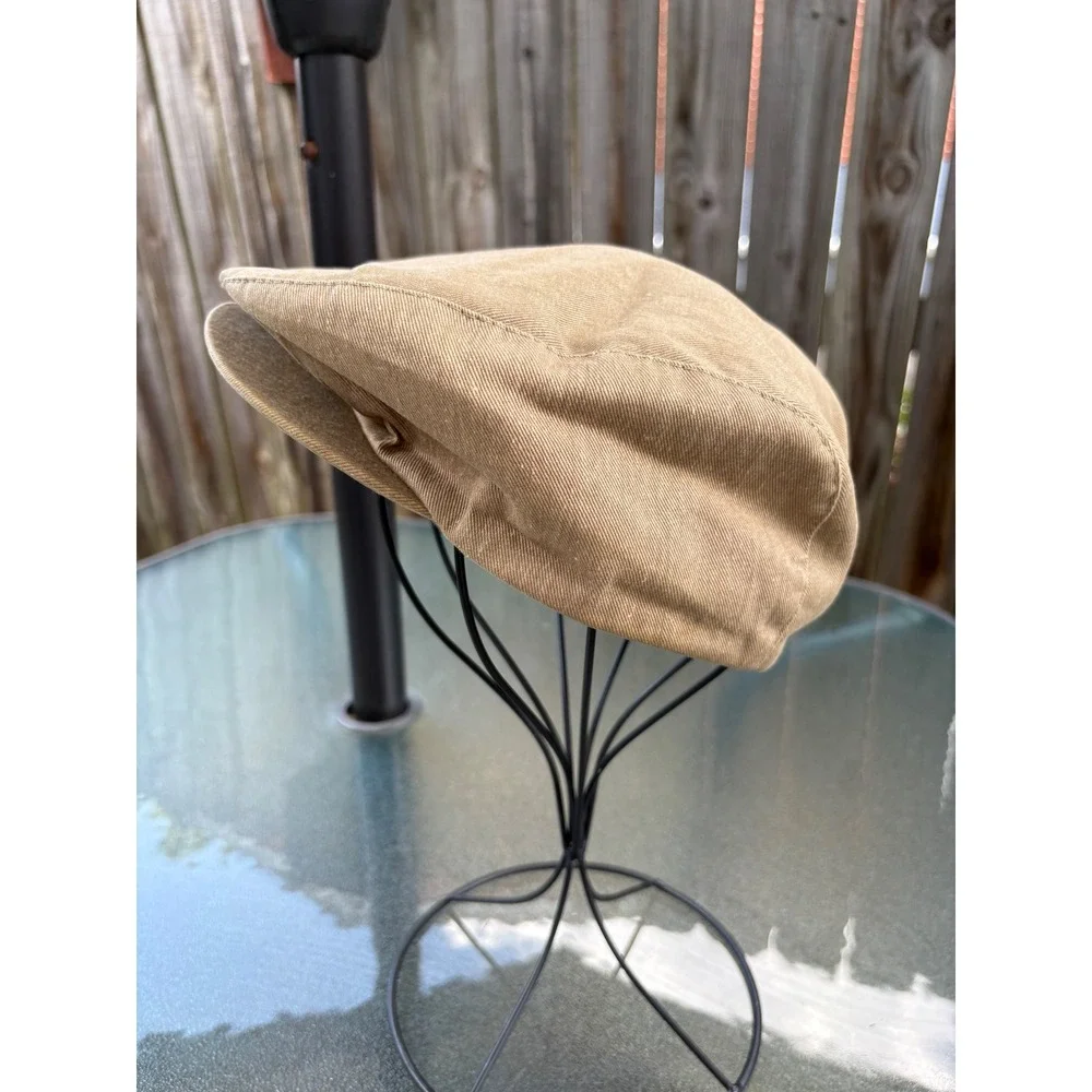 Vintage 2pc Flat Cap Set Mens Large Union Made USA Olive Tan Driver Ivy Hats